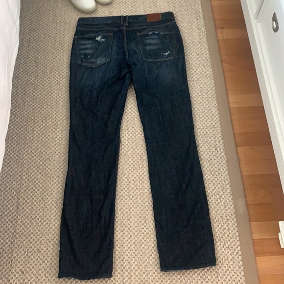 MADEWELL Distressed Rail Straight Denim Jeans Dark Indigo Whiskering 31 - Picture 8 of 10
